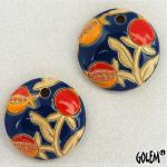 Pomegranades on blue, 2 small pendants