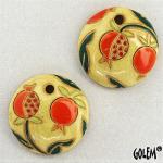 Pomegranades on Ivory, 2 small pendants
