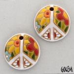 Peace sign with flowers, 2 small pendants