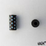 turquoise polka dots on dark
