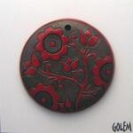 Red on dark, large round