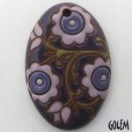 Light & Dark Purple, large oval, terracotta