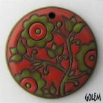 Green & Orange, large round, terracotta