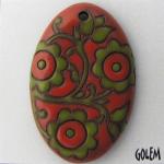 Green & Orange, large oval, terracotta