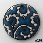 Curly Lace, White & Blue, large round