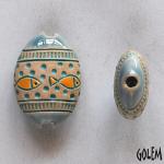 Fishes, dots & notches, almond bead size M