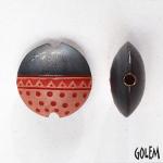 Triangles & dots, Gunmetal & red, lentil size M