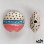 Triangles & dots, Turquoise on light clay, size M