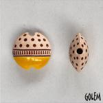 Dots & notches on light clay, half glazed, size S