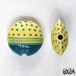 Notches & dots, Blue on yellow lentil size M