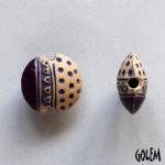 Dots & triangle on light clay, half glazed, size S
