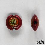 Star on dark clay, glazed center & rim, size S