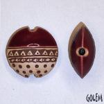 Triangles & dots, Burgundy on light clay, size M