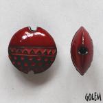Triangles & dots, Red on dark clay, size M
