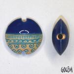 Notches & Circles, Blue on light clay, size M