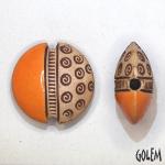 Notches & Circles, Yellow on light clay, size M