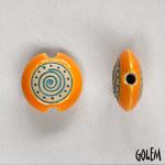 Blue Swirl on light clay, orange rim, size S