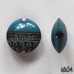 Notches & Circles, Blue on dark clay, size M