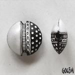 Dots & notches, white on dark clay, size M
