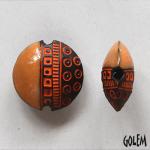 Squares & Circles, Orange on dark clay, size M