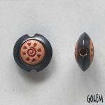 Red Sun Swirl on light clay, graphite rim, size S