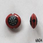 Jade Sun Swirl on dark clay, red rim, size S