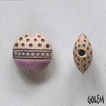 Dots on light clay, half glazed, size S