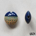 Notches & Dots on light clay, half glazed, size S