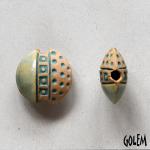 Squares & Dots on light clay, half glazed, size S