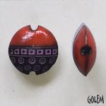 Swirls & Squares, Red & Purple on dark clay,size M