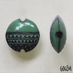 Swirls & Dots, Jade & Blue on dark clay, size M