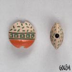 Squares & Notches, half glazed, lentil bead size S