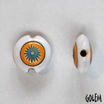 Burning sun, glazed center & rim, lentil size S