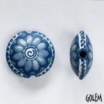 Flower on deep blue, lentil bead size M