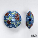 Flowers on deep blue, lentil bead size M
