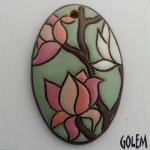Magnolia flowers - oval pendant
