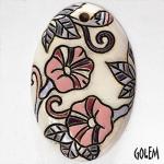 Petunias - oval pendant, outline