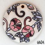 Petunias - large round pendant, black outline
