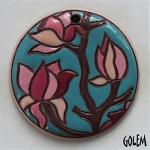 Magnolia flowers - large round pendant