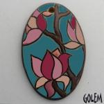 Magnolia flowers - oval pendant
