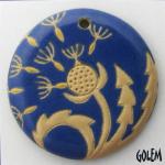 Dandelion - large round pendant, blue