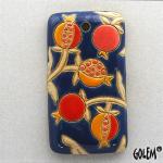 Pomegranates on blue - rectangle pendant