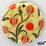 Pomegranates on sand - large round pendant