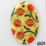 Pomegranates on sand - large oval pendant