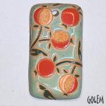 Pomegranates on light green - rectangle pendant