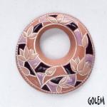 Vitrage flowers, pink clay, off-center donut