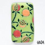Pomegranates on light green - rectangle pendant