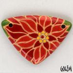 Poinsettia - shield shape pendant, 2 holes