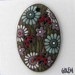 Sunset Meadow - flat oval pendant