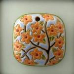 Pendant with blooming tree, orange